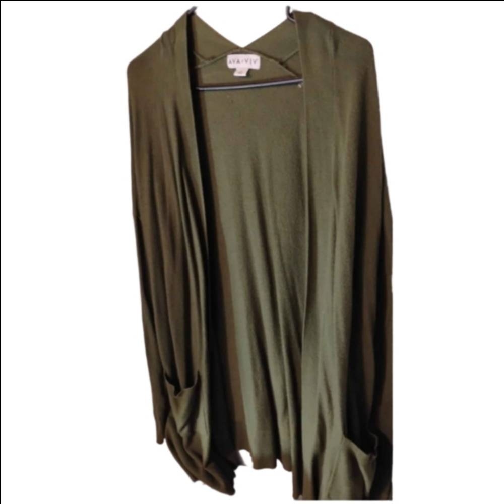 Ava & Viv Forest Green Open Cardigan